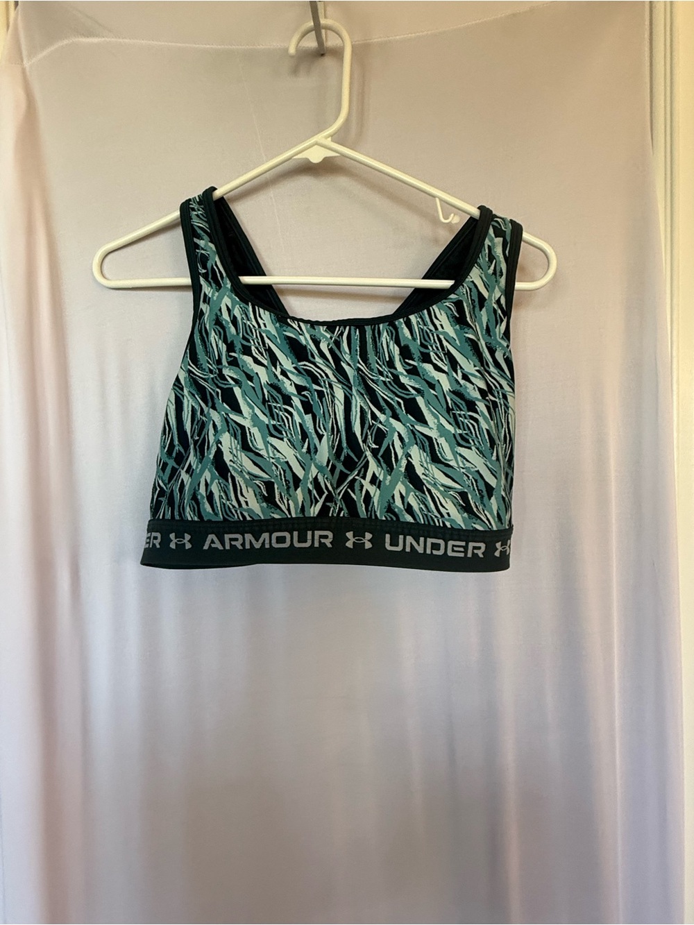 Under Armour Teal & Black Patterned Sports Bra with Branded Band
